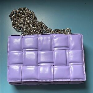Quilted Purple Shoulder Bag with Chain Strap
